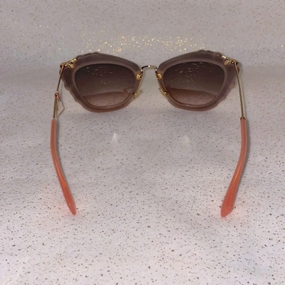 New Miu Miu MU04QS TV1-4K0 Matte Pink Butterfly Stone Frame Sunglasses Shades - Picture 13 of 15
